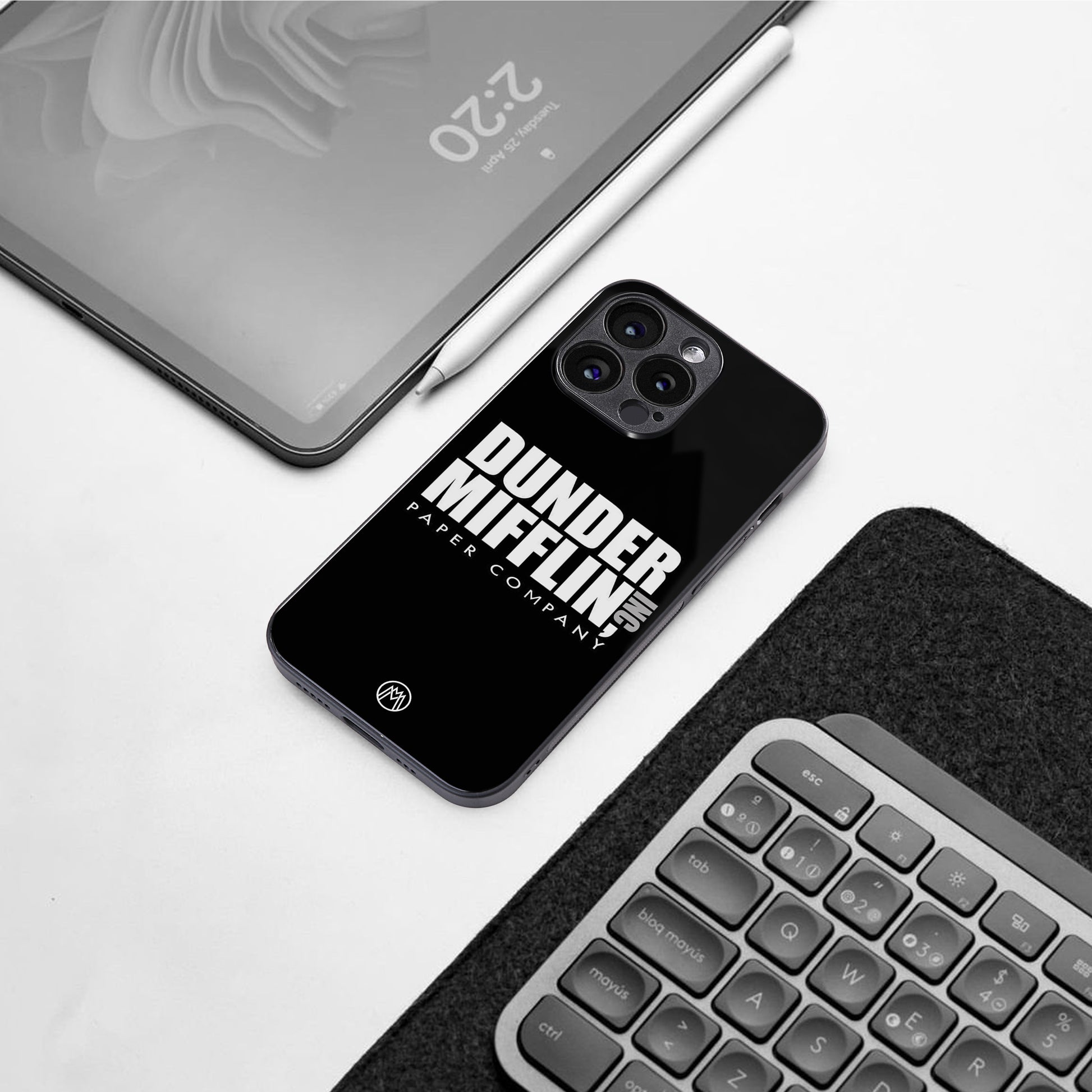 dunder mifflin back phone cover | glass case for iphone 16 pro max