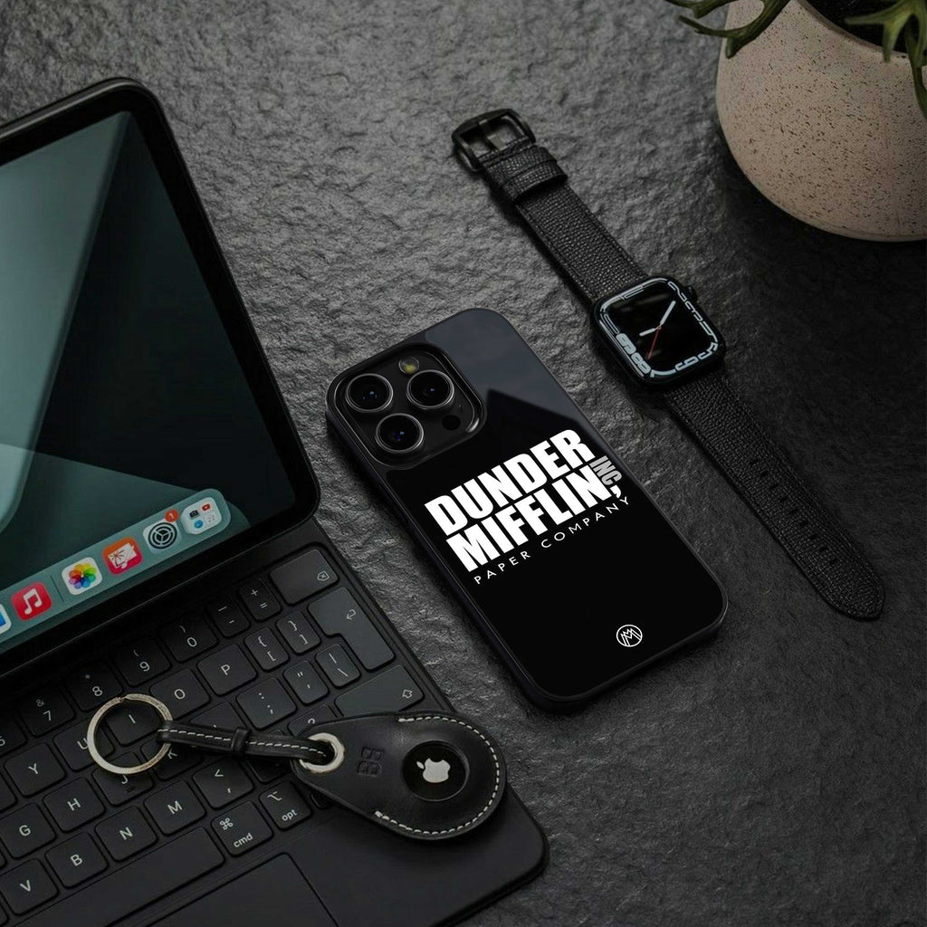 dunder mifflin back phone cover | glass case for samsung galaxy s24 plus