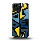 dynamic blue yellow pattern back phone cover | glass case for iphone 13 mini