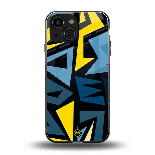 dynamic blue yellow pattern back phone cover | glass case for iphone 13 mini