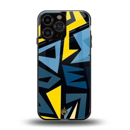 dynamic blue yellow pattern back phone cover | glass case for iphone 13 pro max