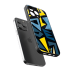 dynamic blue yellow pattern back phone cover | glass case for iphone 13 pro max