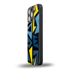 dynamic blue yellow pattern back phone cover | glass case for iphone 13 pro max
