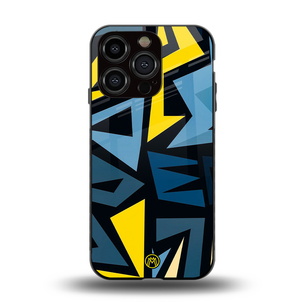 dynamic blue yellow pattern back phone cover | glass case for iphone 13 pro