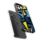 dynamic blue yellow pattern back phone cover | glass case for iphone 13 pro