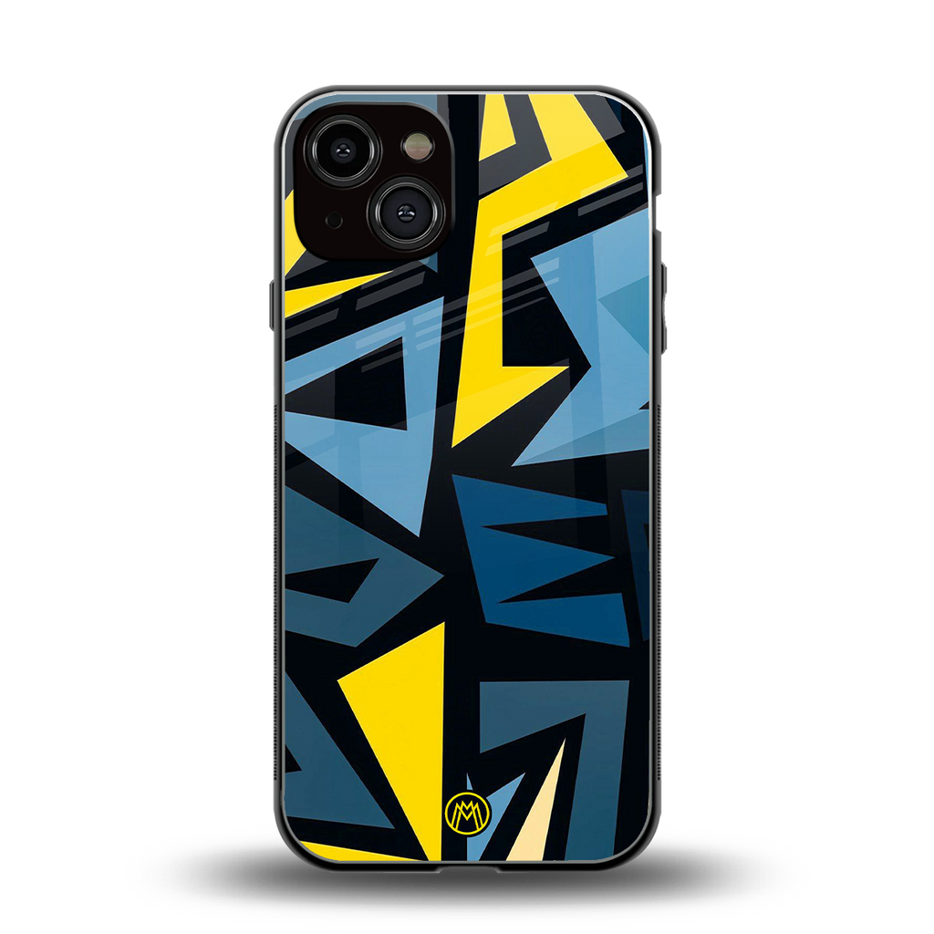dynamic blue yellow pattern back phone cover | glass case for iphone 13