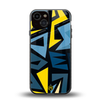 dynamic blue yellow pattern back phone cover | glass case for iphone 13