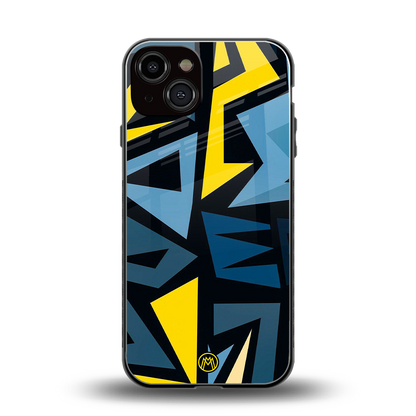 dynamic blue yellow pattern back phone cover | glass case for iphone 13