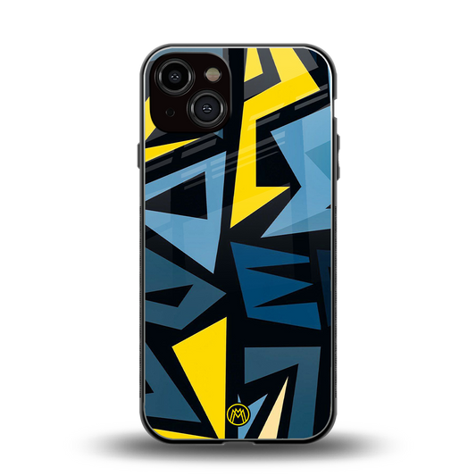 dynamic blue yellow pattern back phone cover | glass case for iphone 13