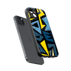 dynamic blue yellow pattern back phone cover | glass case for iphone 14 plus