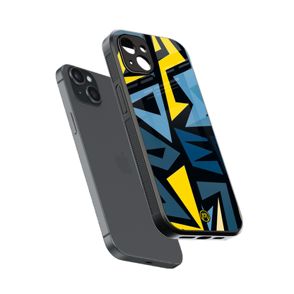 dynamic blue yellow pattern back phone cover | glass case for iphone 14 plus