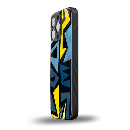dynamic blue yellow pattern back phone cover | glass case for iphone 14 pro max