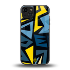 dynamic blue yellow pattern back phone cover | glass case for iphone 15