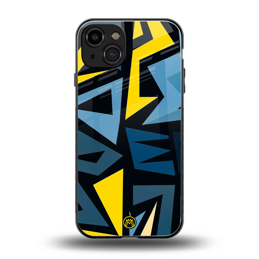dynamic blue yellow pattern back phone cover | glass case for iphone 15
