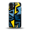 dynamic blue yellow pattern back phone cover | glass case for iphone 16 plus