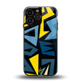 dynamic blue yellow pattern back phone cover | glass case for iphone 16 pro max