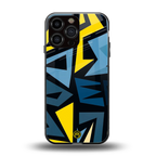 dynamic blue yellow pattern back phone cover | glass case for iphone 16 pro max