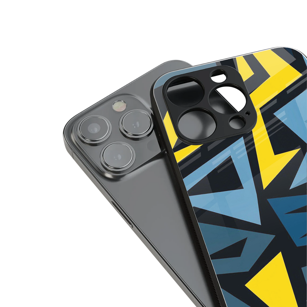 dynamic blue yellow pattern back phone cover | glass case for iphone 13 pro