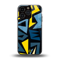 dynamic blue yellow pattern back phone cover | glass case for iphone 16 pro