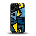 dynamic blue yellow pattern back phone cover | glass case for iphone 16 pro