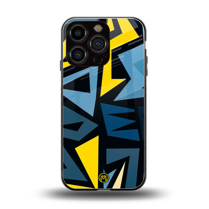 dynamic blue yellow pattern back phone cover | glass case for iphone 16 pro