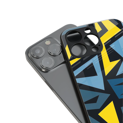 dynamic blue yellow pattern back phone cover | glass case for iphone 14