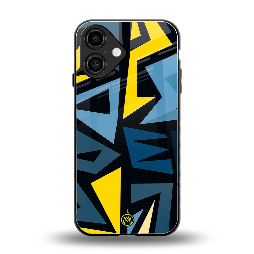dynamic blue yellow pattern back phone cover | glass case for iphone 16