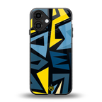 dynamic blue yellow pattern back phone cover | glass case for iphone 16