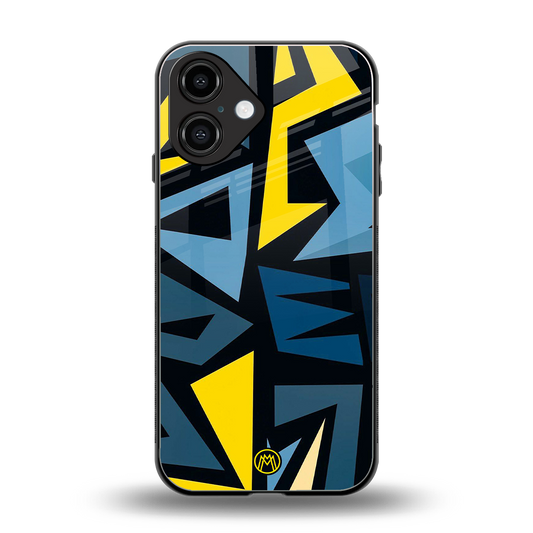dynamic blue yellow pattern back phone cover | glass case for iphone 16