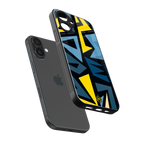 dynamic blue yellow pattern back phone cover | glass case for iphone 16