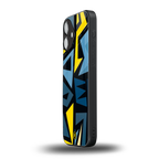 dynamic blue yellow pattern back phone cover | glass case for iphone 16