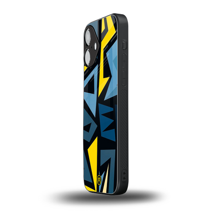 dynamic blue yellow pattern back phone cover | glass case for iphone 16