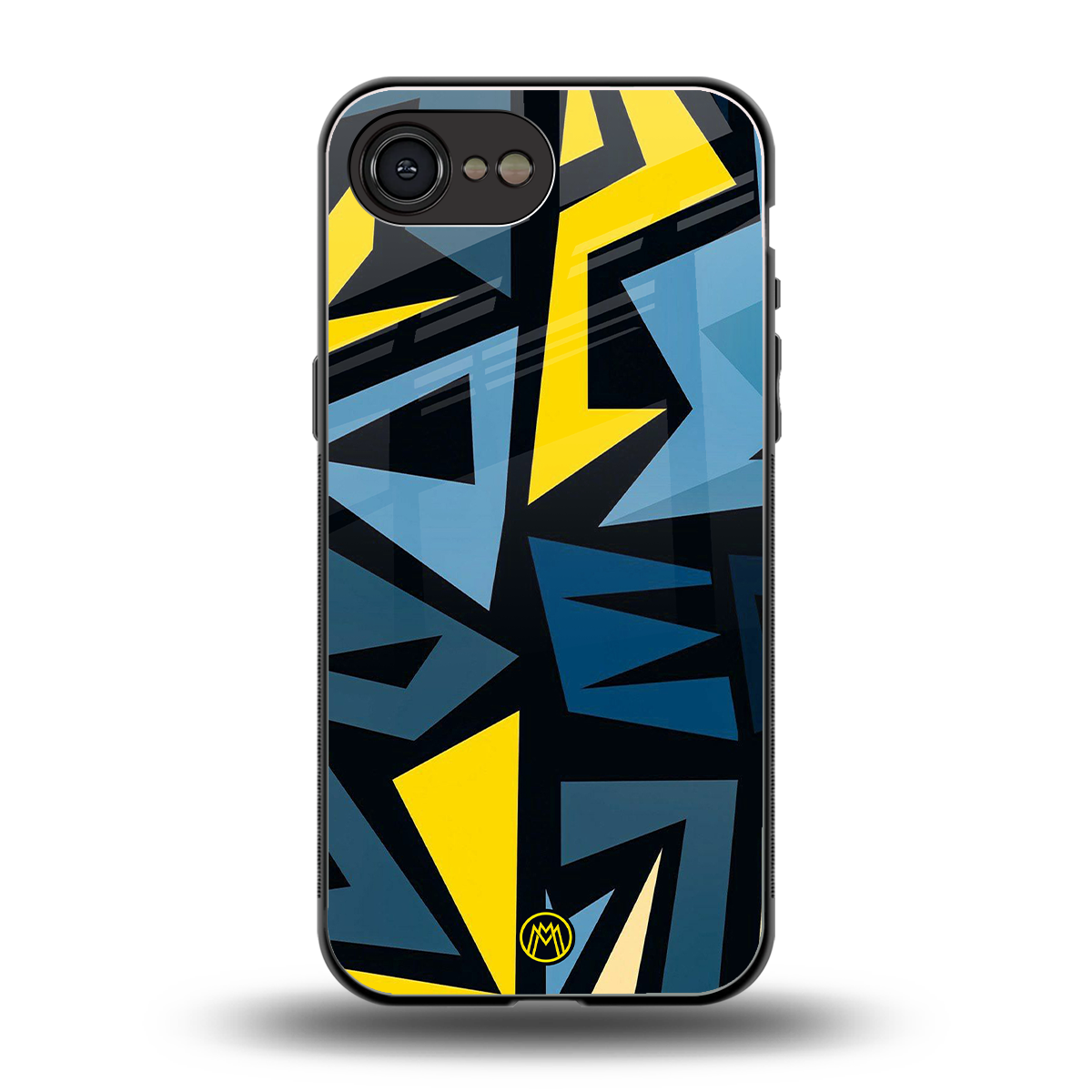 dynamic blue yellow pattern back phone cover | glass case for iphone 16e