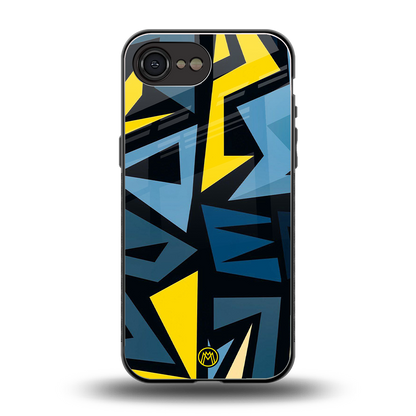 dynamic blue yellow pattern back phone cover | glass case for iphone 16e