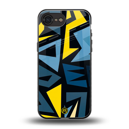 dynamic blue yellow pattern back phone cover | glass case for iphone 16e