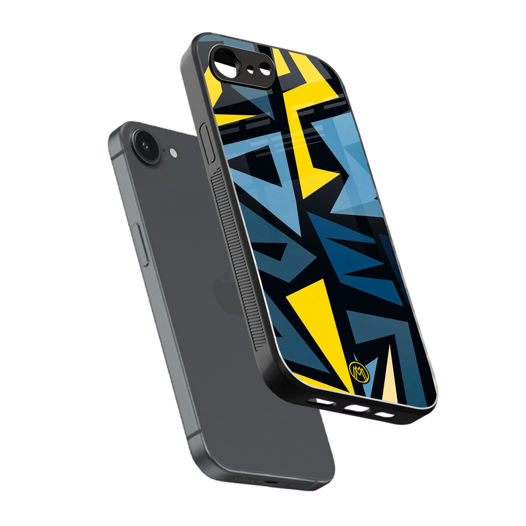 dynamic blue yellow pattern back phone cover | glass case for iphone 16e