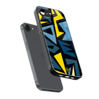dynamic blue yellow pattern back phone cover | glass case for iphone 16e
