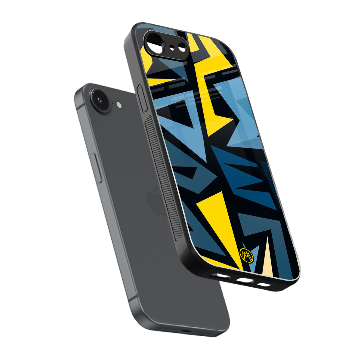 dynamic blue yellow pattern back phone cover | glass case for iphone 16e