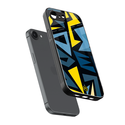 dynamic blue yellow pattern back phone cover | glass case for iphone 16e