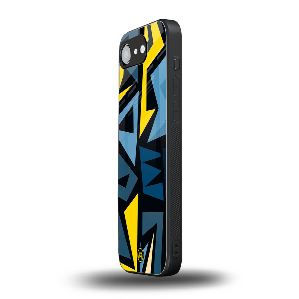 dynamic blue yellow pattern back phone cover | glass case for iphone 16e