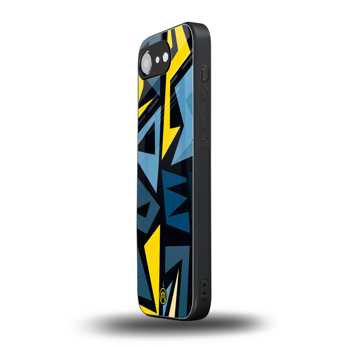 dynamic blue yellow pattern back phone cover | glass case for iphone 16e