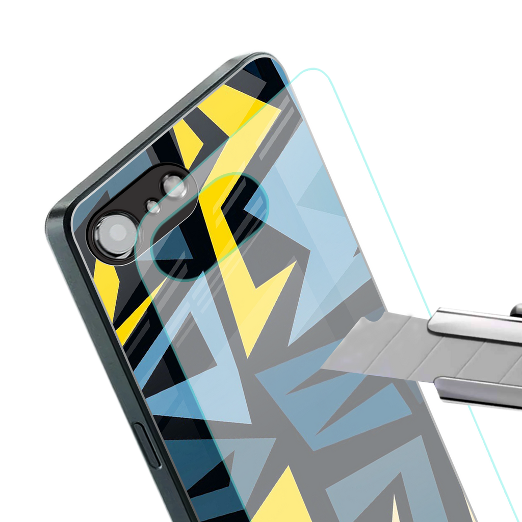 dynamic blue yellow pattern back phone cover | glass case for iphone 16e