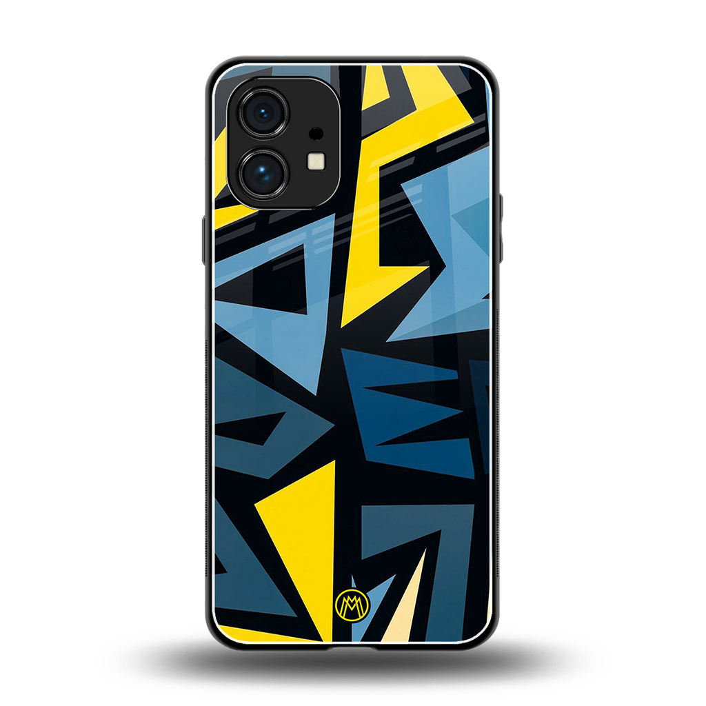 dynamic blue yellow pattern back phone cover | glass case for nothing phone 1