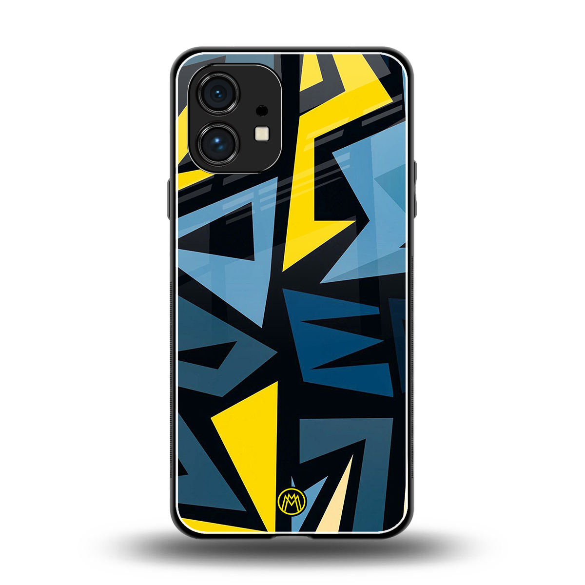 dynamic blue yellow pattern back phone cover | glass case for nothing phone 1