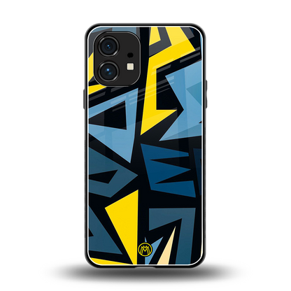 dynamic blue yellow pattern back phone cover | glass case for nothing phone 1