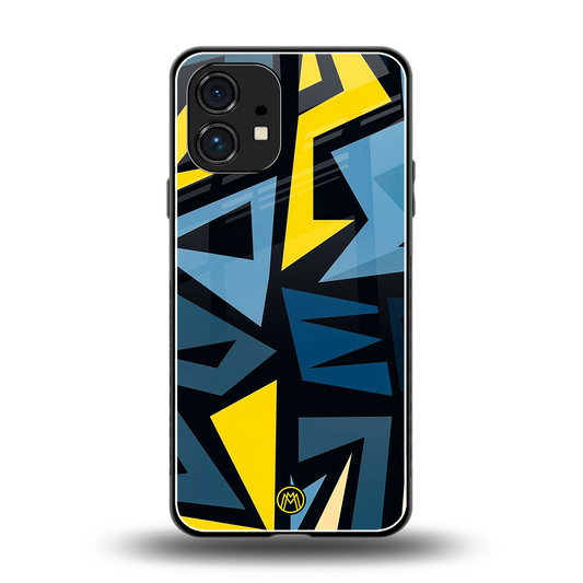 dynamic blue yellow pattern back phone cover | glass case for nothing phone 1