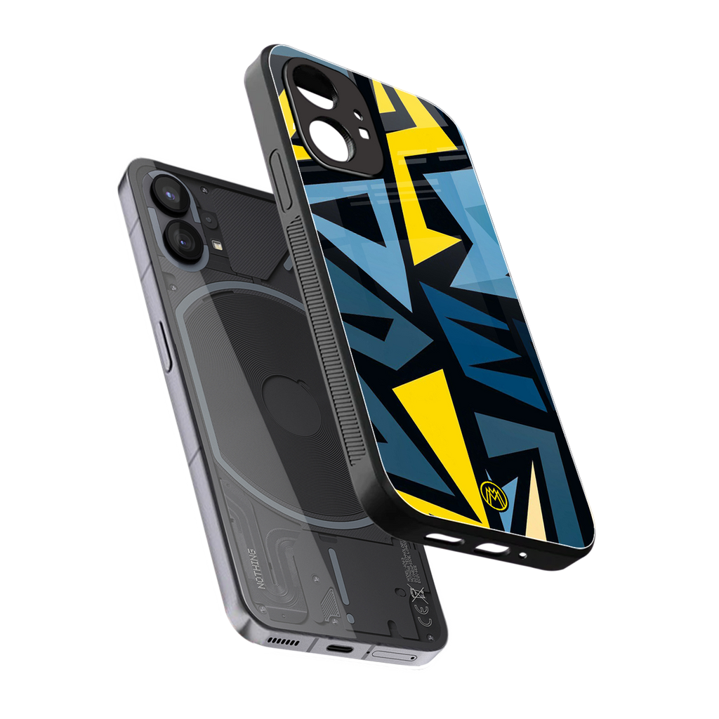 dynamic blue yellow pattern back phone cover | glass case for nothing phone 1