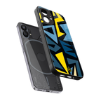 dynamic blue yellow pattern back phone cover | glass case for nothing phone 1