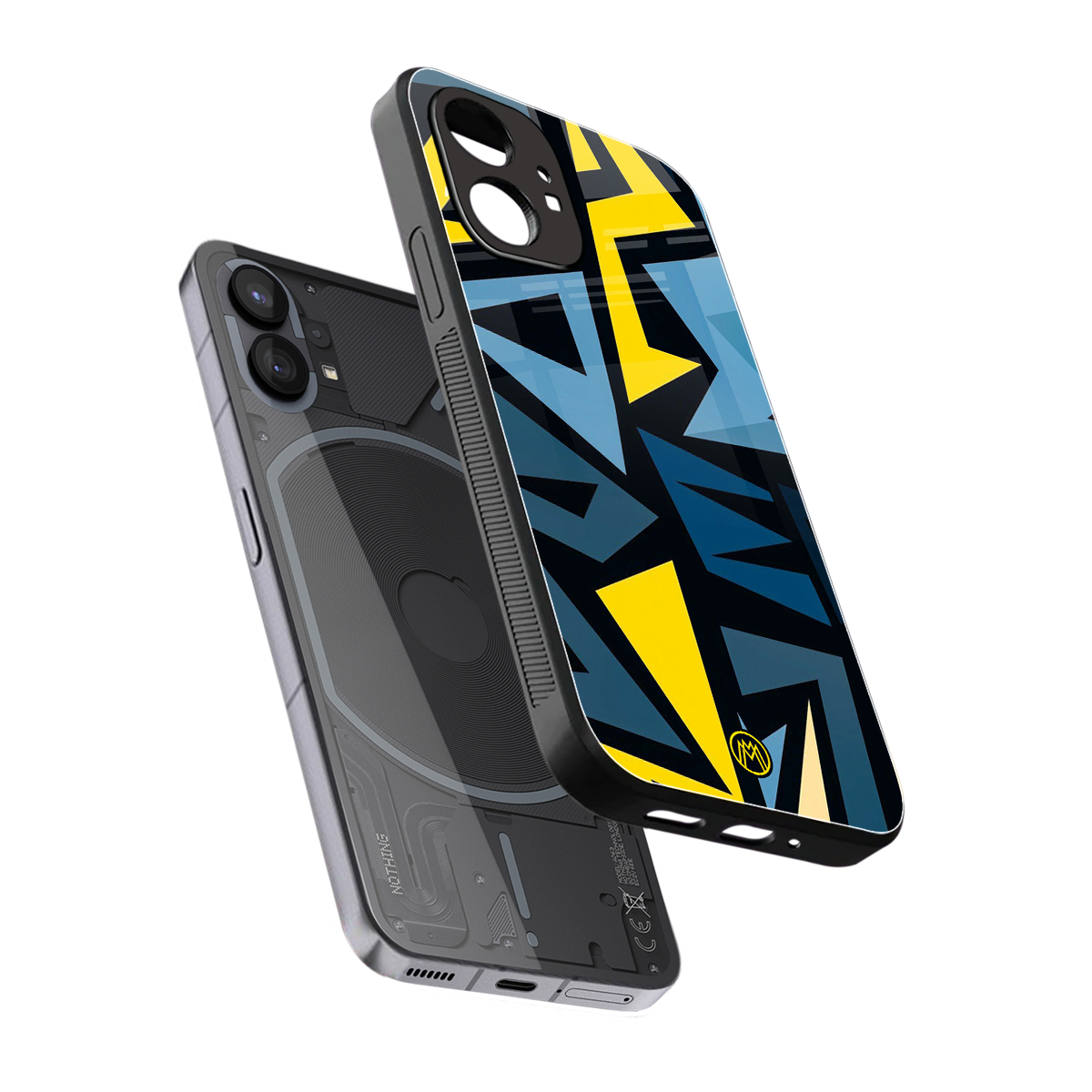 dynamic blue yellow pattern back phone cover | glass case for nothing phone 1