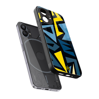 dynamic blue yellow pattern back phone cover | glass case for nothing phone 1